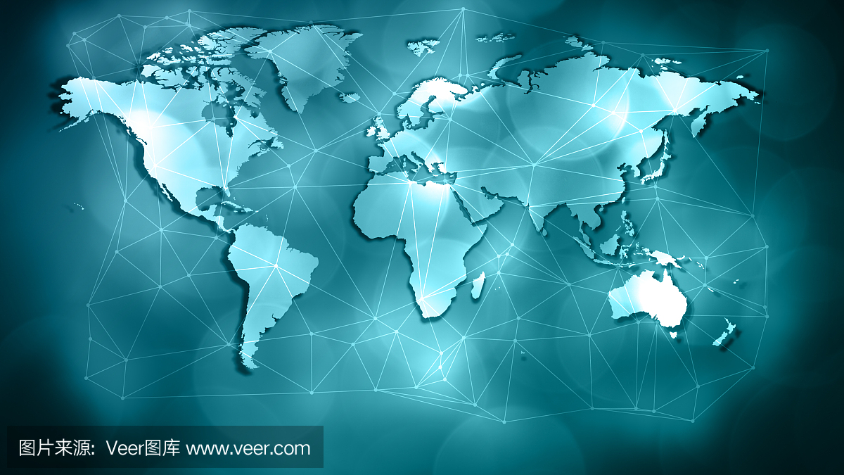 World network virus attack, triangle shape lines and dots connected